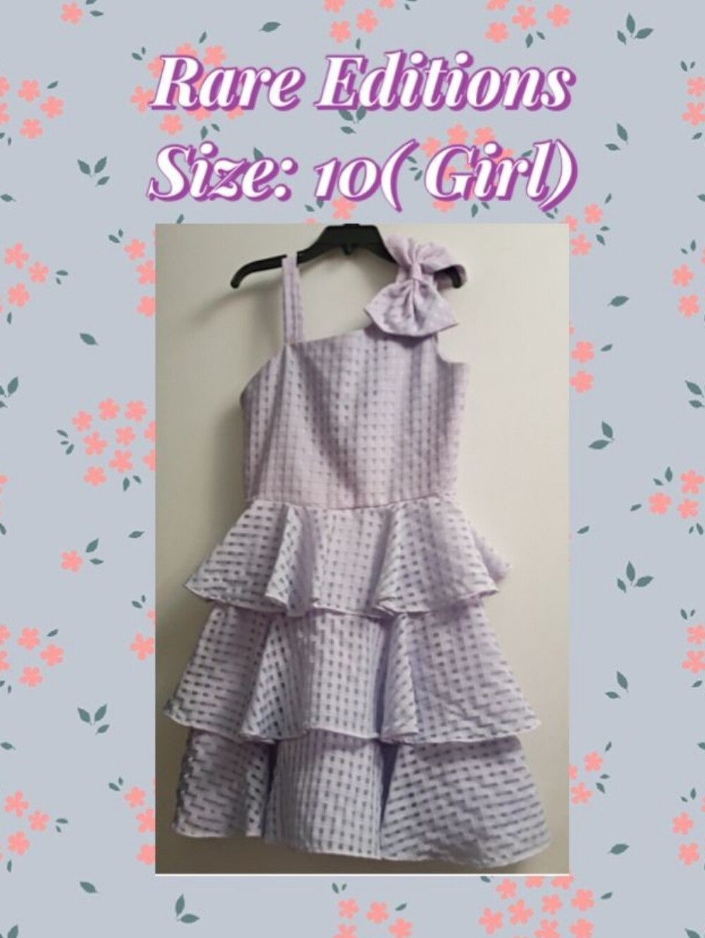 Rare Editions Lavender Girls Dress with Textured Tier